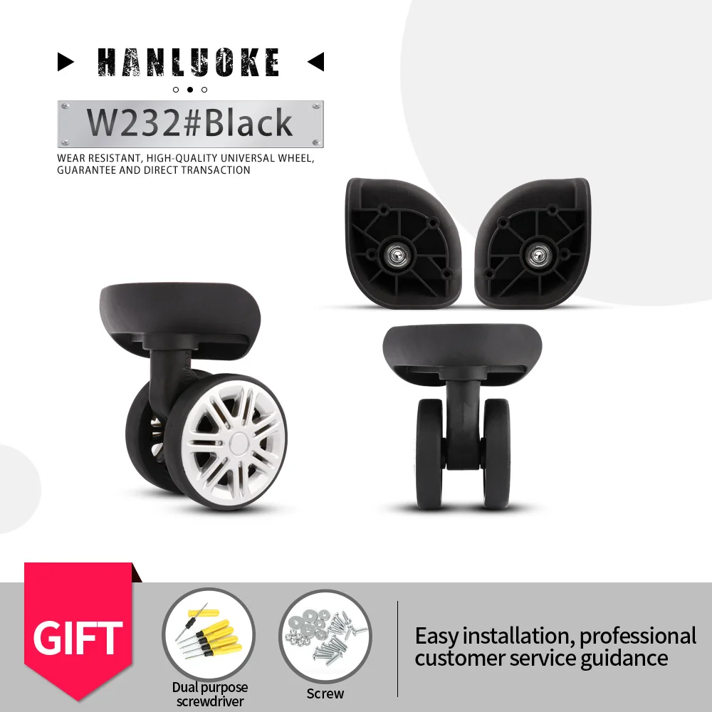 

HANLUOKE W232 Luggage Universal Wheel Accessories Wheel Boarding Luggage Roller Wheel Aircraft Wheel Replacement Wear-Resistant