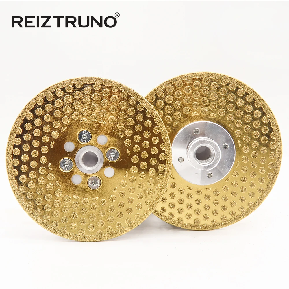 REIZTRUNO 5 "ใบมีดเพชรหินอ่อนสองด้านพร้อมอะแดปเตอร์ Quad Electroplated ต่อเนื่อง Turbo Blade สําหรับตัดหินอ่อน