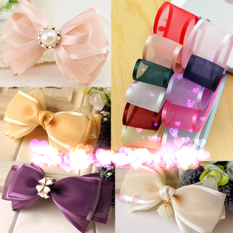 25mm 38mm 5yards Mauve Satin Edge Ribbon Organza Ribbon For Bow Wedding Christmas Decoration Handmade DIY Wrapping Crafts