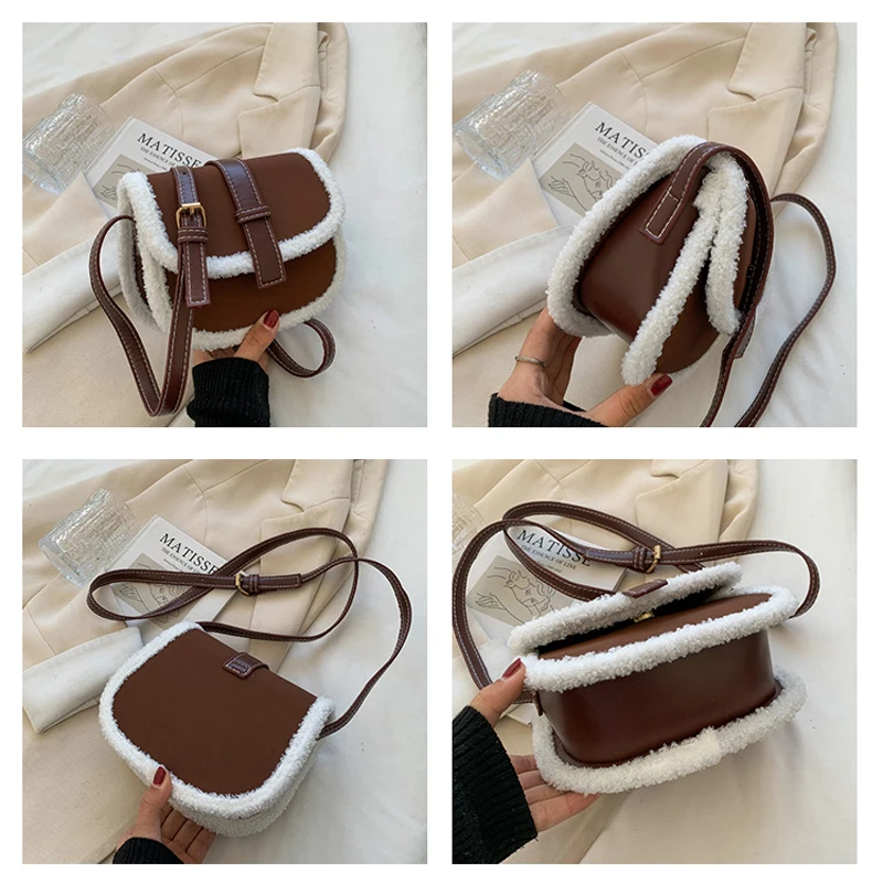 Fashion Designer Crossbody Shoulder Bag Plush Women Handbags Casual Small Ladies Messenger Bags