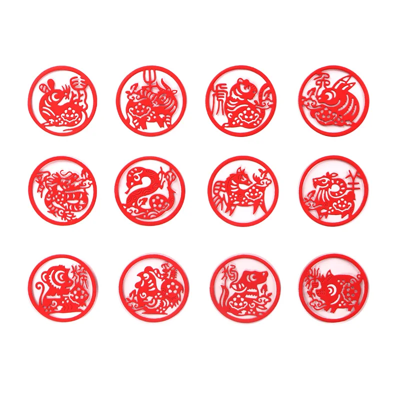 DUOFEN METAL CUTTING DIES named 12 Chinese Zodiac Signs circle cutout small stencil DIY Scrapbook Paper Album crafts 2020 new