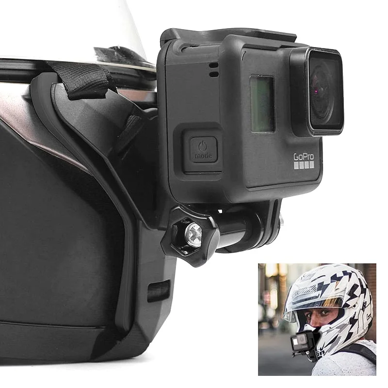 Motorcycle Shots Full Face Helmet Chin Stand Mount Holder for GoPro Hero 13121109876 Sjcam SJ6/8/9 One X3/X4 Camera Accessories