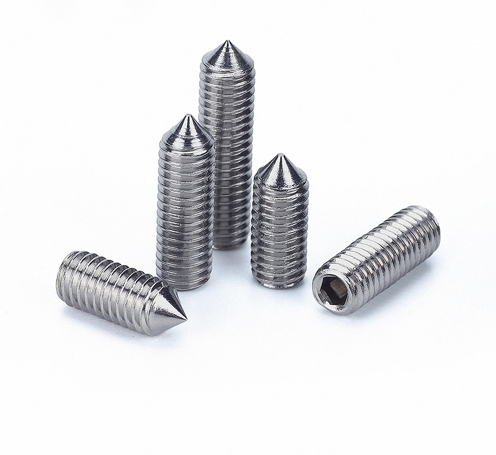 Juego de tornillos hexagonales de acero inoxidable, juego de tuercas Grub de punto cónico, M3, M4, M5, M6, M8, M10, M12, A2 304, DIN914, 5-30 unidades