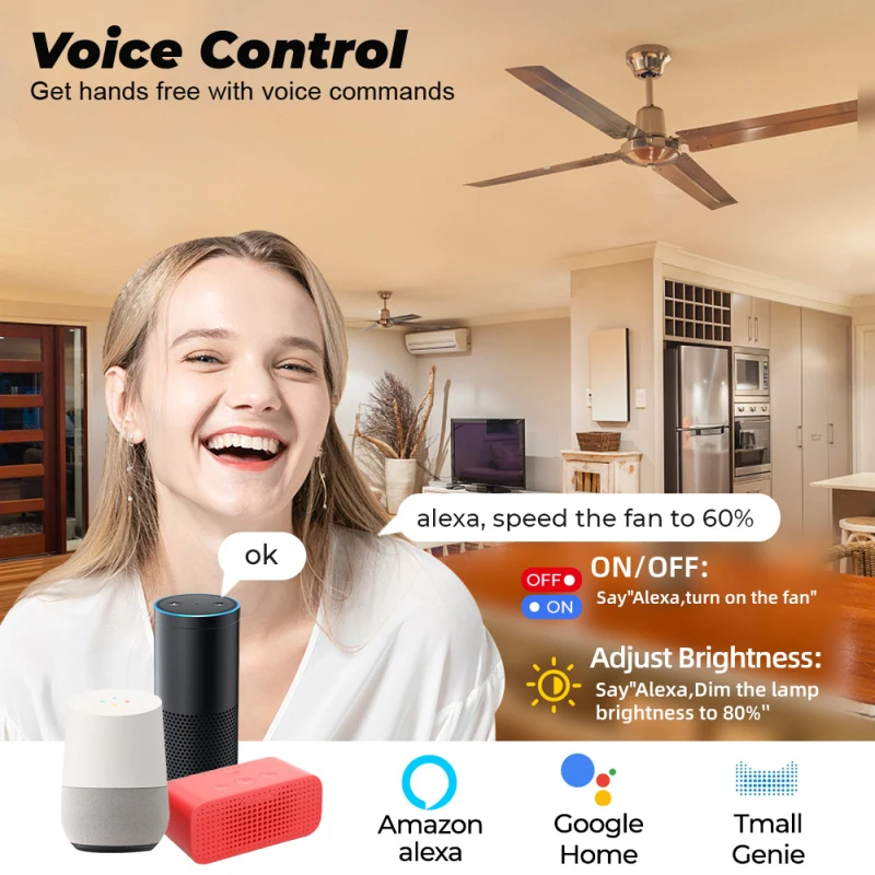 Tuya Wifi Smart Switch Fan / Light Retrofit Switches Ceiling Fan Controller Smart Life APP Control Timer For Alexa Google Home