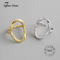 Echt 925 sterling silber ringe für frauen runde aushöhlen gold farbe Trendy feine Schmuck Große Einstellbare Antike Ringe Anillos