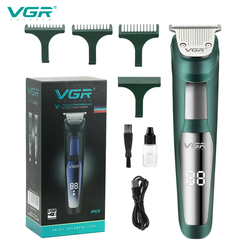 

VGR waterproof barber The electric LED displays the hairdressing tool USB clipper shaved hair carved oil head push shear.