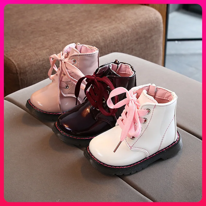 2020 New Autumn Boy Waterproof Patent Leather Winter Fashion Snow boots Girl Kids Toddler Shoes 1 2 3 4 5 6 Years