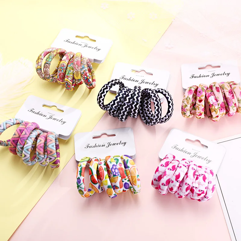 6 ชิ้น/แพ็คScrunchie GUMสำหรับผมยางวงผู้ถือหางม้าผู้หญิงใหม่พิมพ์ฝ้ายยืดผมแฟชั่นอุปกรณ์เสริมผม