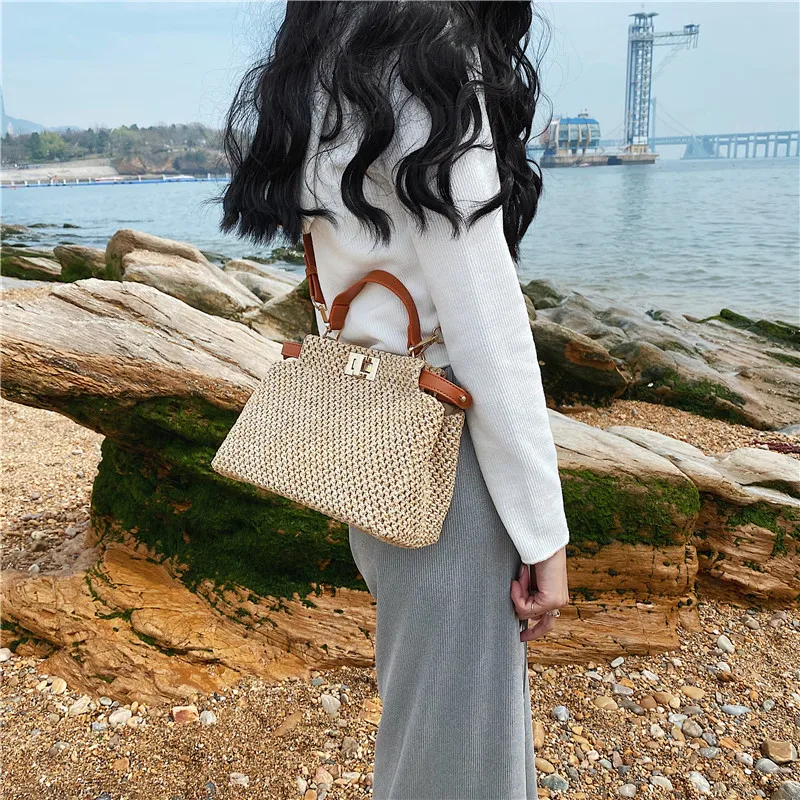 Small Rattan Straw Crossbody Shoulder Bags For Women 2021 Summer Fashion New Brand Travel Beach Handbags Designer