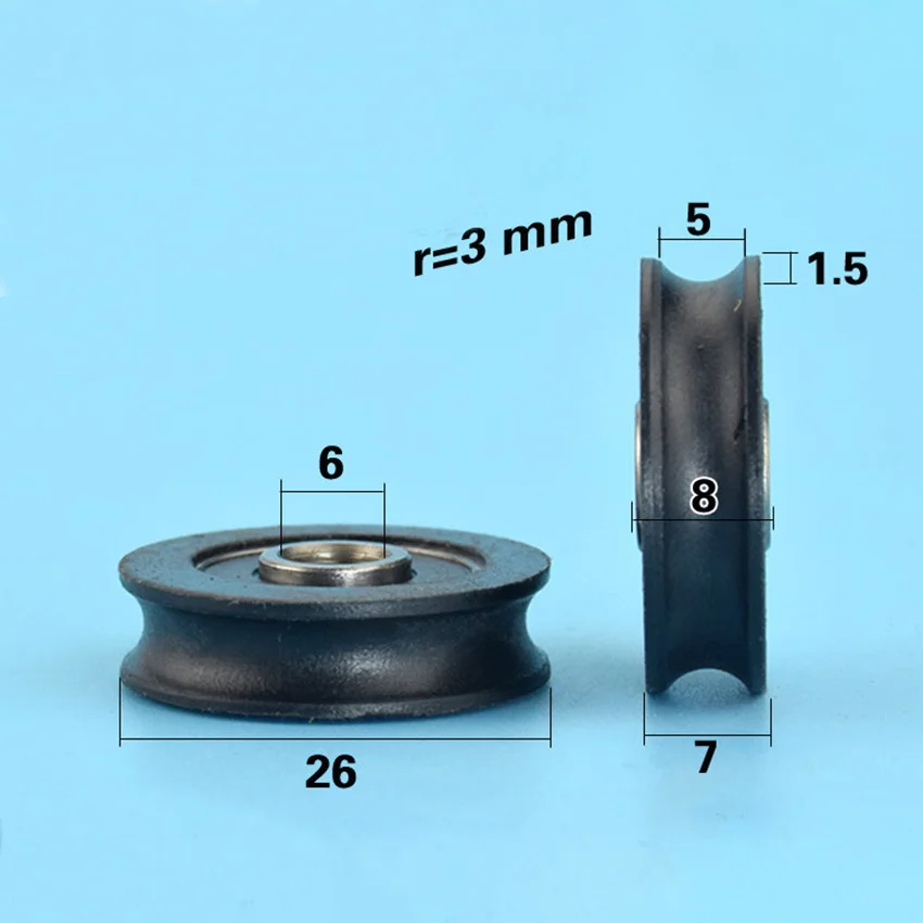 626RS Non-Standard Nylon Roller Bearing Pulley Plastic-Coated Construction Machinery Door POM Window Drawer Wheel 6*26*7MM