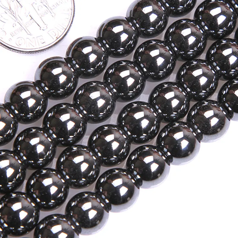 Natural Stone Black Hematite Round Beads For Jewelry Making Strand 15 Inch DIY Bracelet Neckalce Women Gifts 6mm 8mm 10mm 12mm