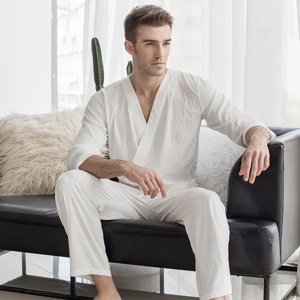 Mens Jacquard White Onesie One-piece Sleepwear Pantsuit Lounge Wear Homewear Romper  Union Suit Jumpsuit