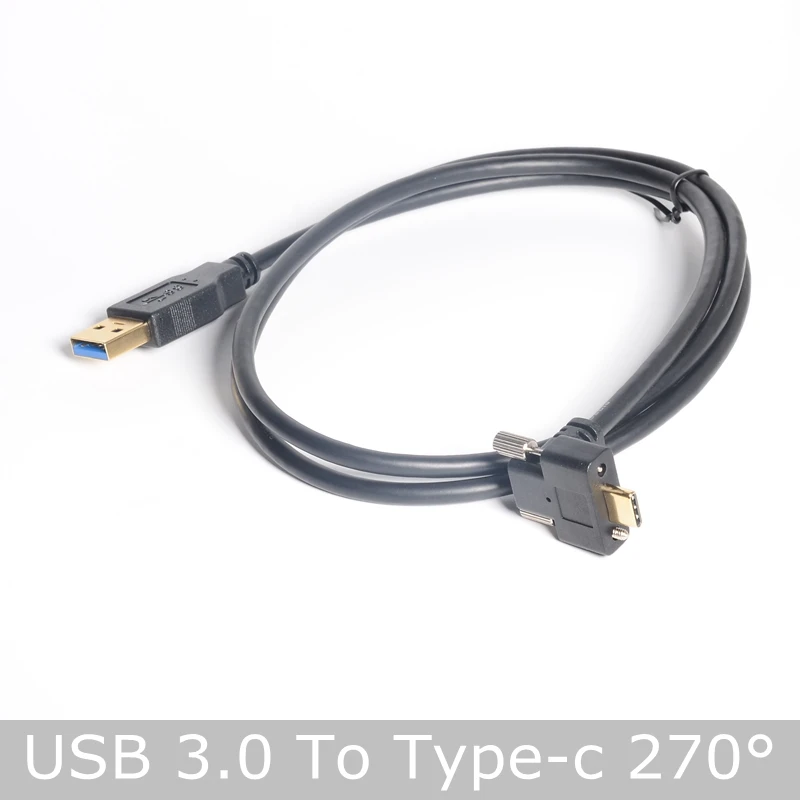 Down Up Angled USB 3.1 Type-C Dual Screw Locking to Standard USB3.0 Data Cable 90 Degree for Camera  0.3m 1.0m