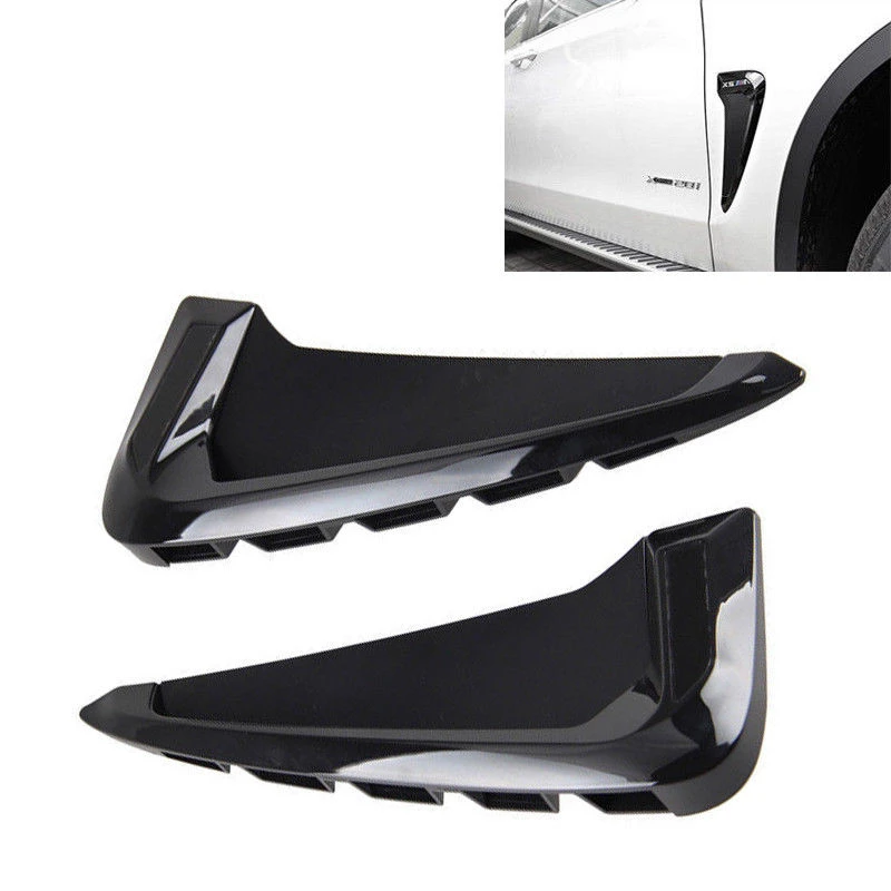 Zwart/Chrome Car Side Body Marker Fender Air Wing Vent Trim Fit Voor 2014-2016 Bmw X5 F15 2 Stks/set