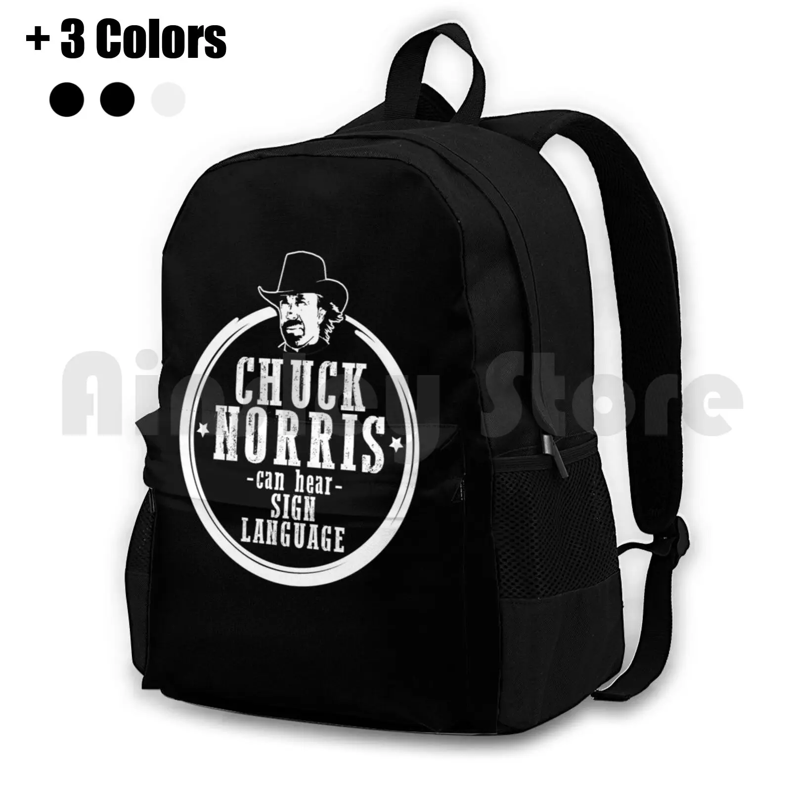 Chuck Norris Can Hear Sign Language Outdoor Hiking Backpack Waterproof Camping Travel Carlos Ray Norris Martial Artist Actor