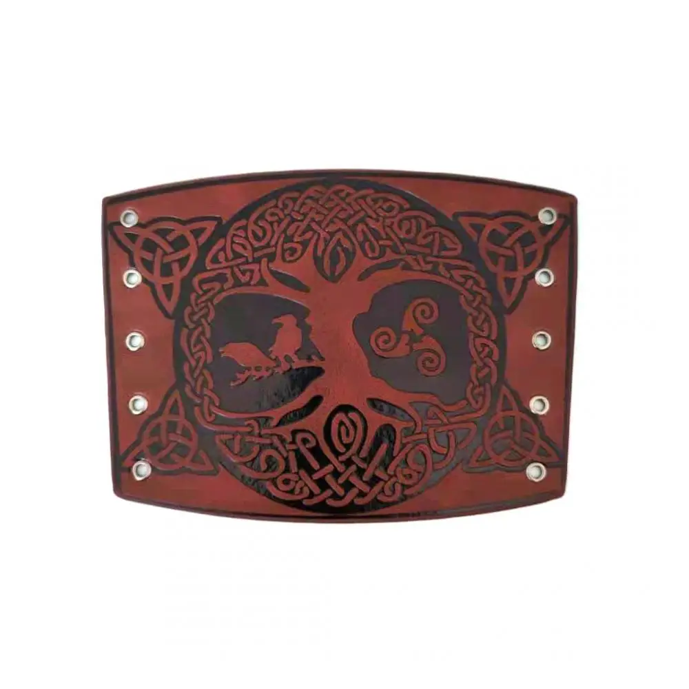 Toten Design Nordic Viking Odin Tree of Life Bangles for Man Riding Protective Gear Embossed Wide Leather Wristband Punk Jewelry view 2