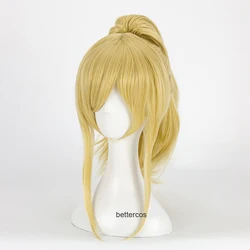 Your lie in April Miyazono Kaori Cosplay Wig Light Golden Blonde Clip Ponytail Heat Resistant Synthetic Hair Wig + Wig Cap