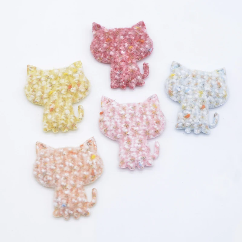 10Pcs 36*45mm Padded Fluffy Patches Cat Applique for Handmade Clothes Hat Sewing Supplies DIY Headwear Hair Clips Accessories