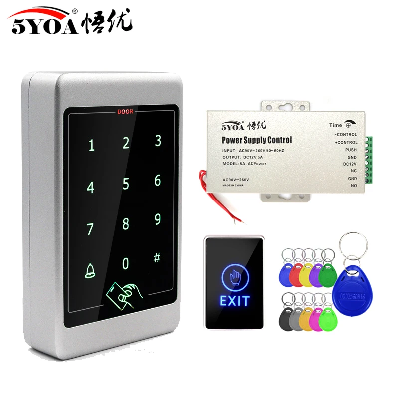 Waterproof Touch Metal RFID Access Control Electronic Door Lock Electric Gate Opener Smart Keypad Case Reader 125khz ID Card