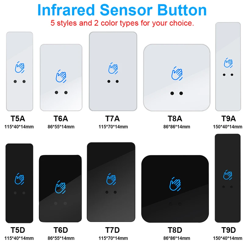 No touch infrared Door Exit Push Button Release Switch Opener NO COM NC LED light For Door Access Control System Entry Open