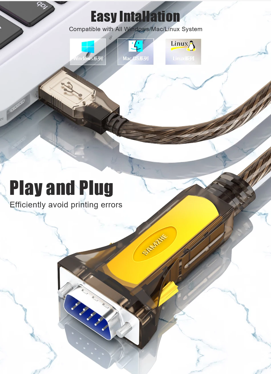SAMZHE USB 2,0 zu Seriell RS-232 DB9 9Pin Adapter Konverter Kabel FTDI Chipsatz Länge 1,5 M USB ZU RS232 UNTERSTÜTZUNG WIN10 – Detail 3