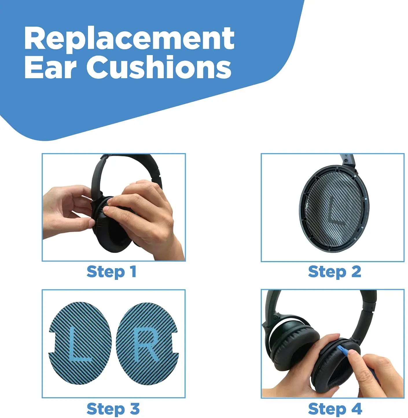 Replacement Ear Pads for Bose QC25 Quiet Comfort, QC 15, SoundTrue, SoundLink AE2 - Bose Headphones