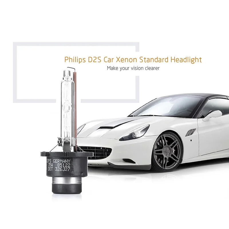 Philips 2pcs HID D2S 35W Xenon Standard 4200K Auto Original Headlight Car Genuine Bulbs Replacement Upgrade D2 ECE 85122C1, Pair