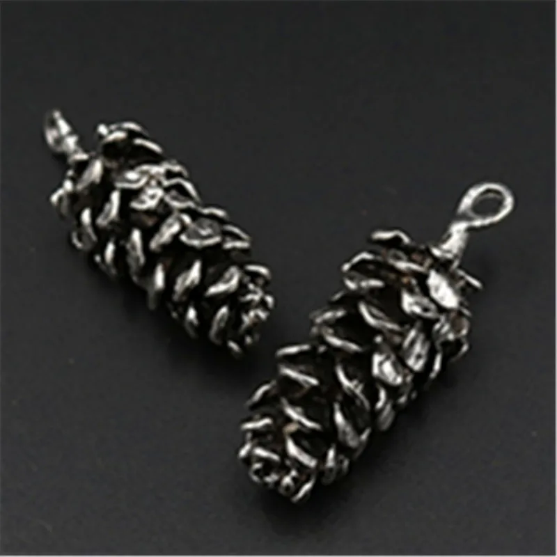 2pcs Silver Plated Pinecone Pendants Retro Necklace Earrings DIY Metal Jewelry Handicrafts Charm Making A559