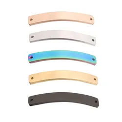 5Pcs/lot Stainless Steel Blank Bend Rectangle Connector For Engrave Mirror Polished DIY Jewelry Making Bracelet Necklace