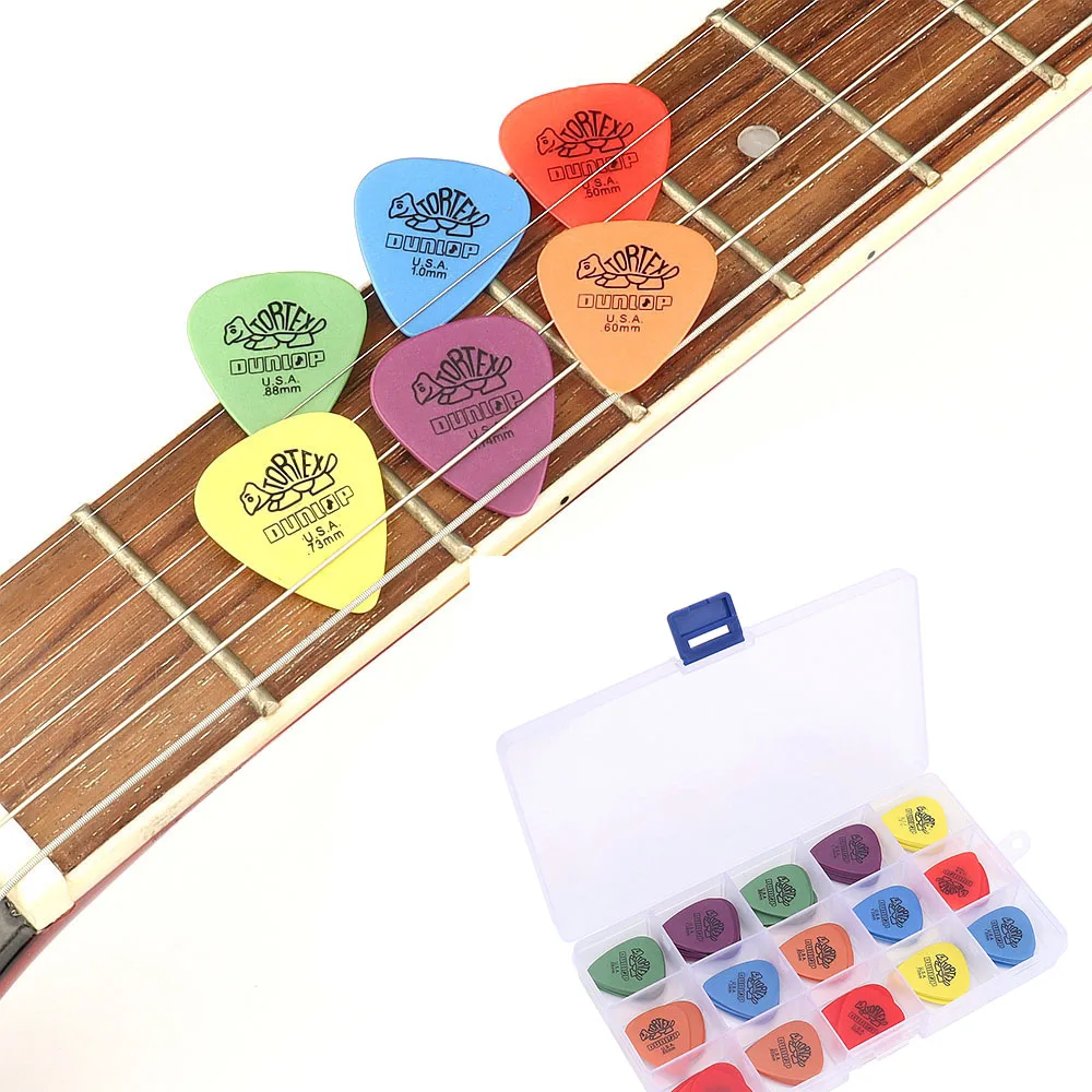 Free Shipping 100 Pcs Dunlop Guitar Picks Electric Guitar Parts Plectrum Accessories 6 Kinds Thickness Pick With Box