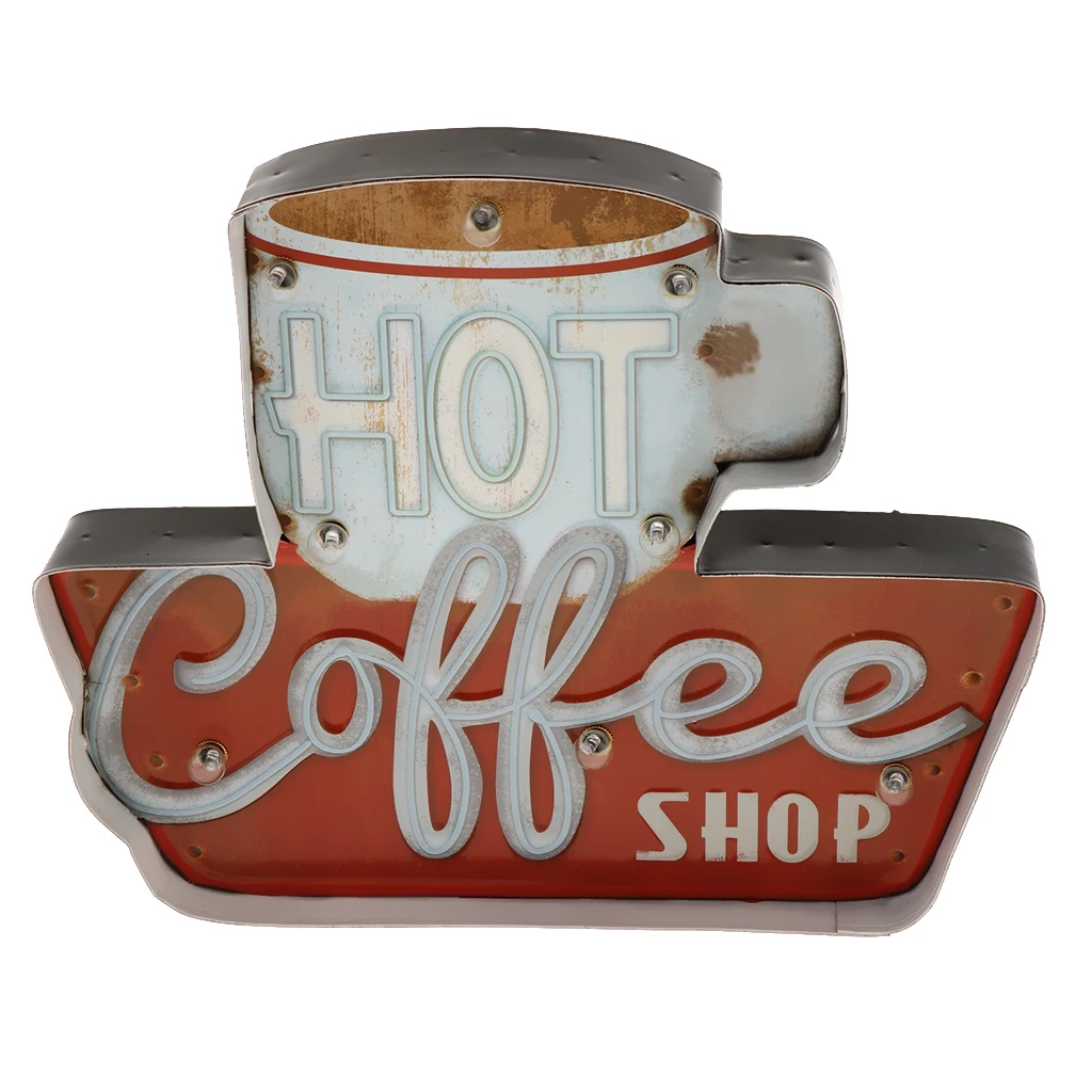 

Vintage Coffee Pattern Metal Tin Sign Wall Plaque Art Poster LED Light Box Restaurant Dining Room Decor Iron Indicator