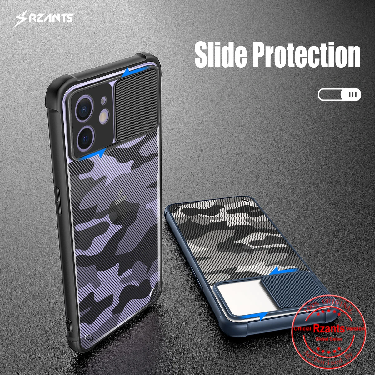 Rzants For iphone 12 Mini iphone 12 Pro Max  Case Hard [Camouflage Lens] Camera Protection Hlaf Clear Cover