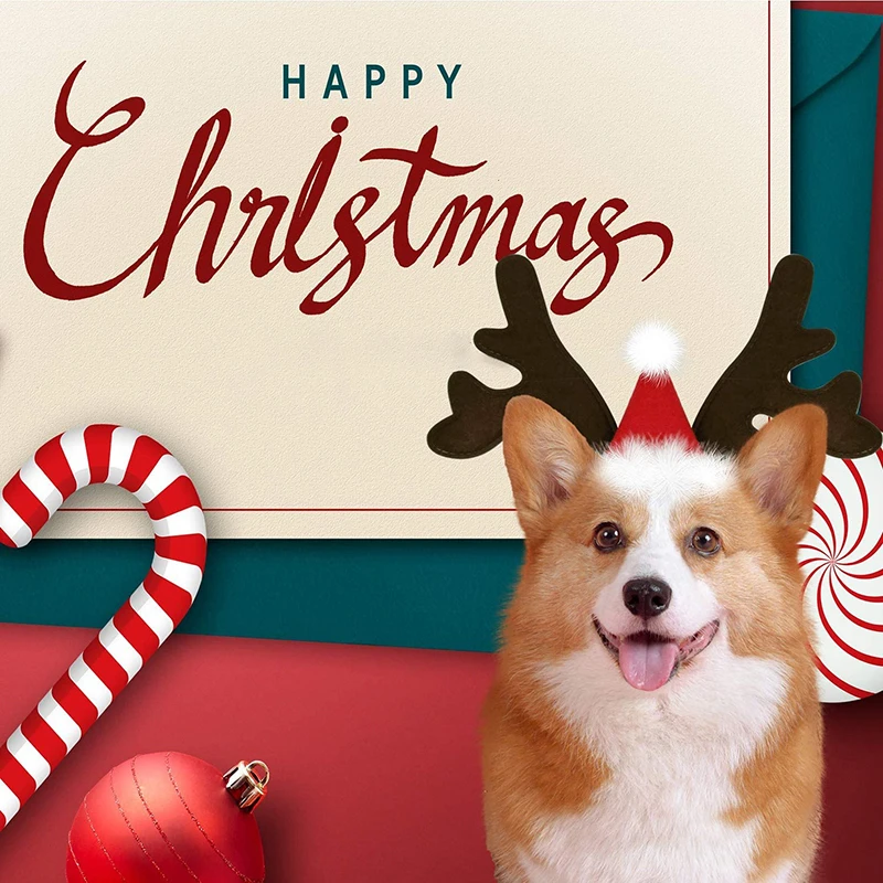 Benepaw Christmas Reindeer Antlers Dog Hat Adjustable Elastic Strap Headband Classic Headwear Party Pet Costumes Accessories