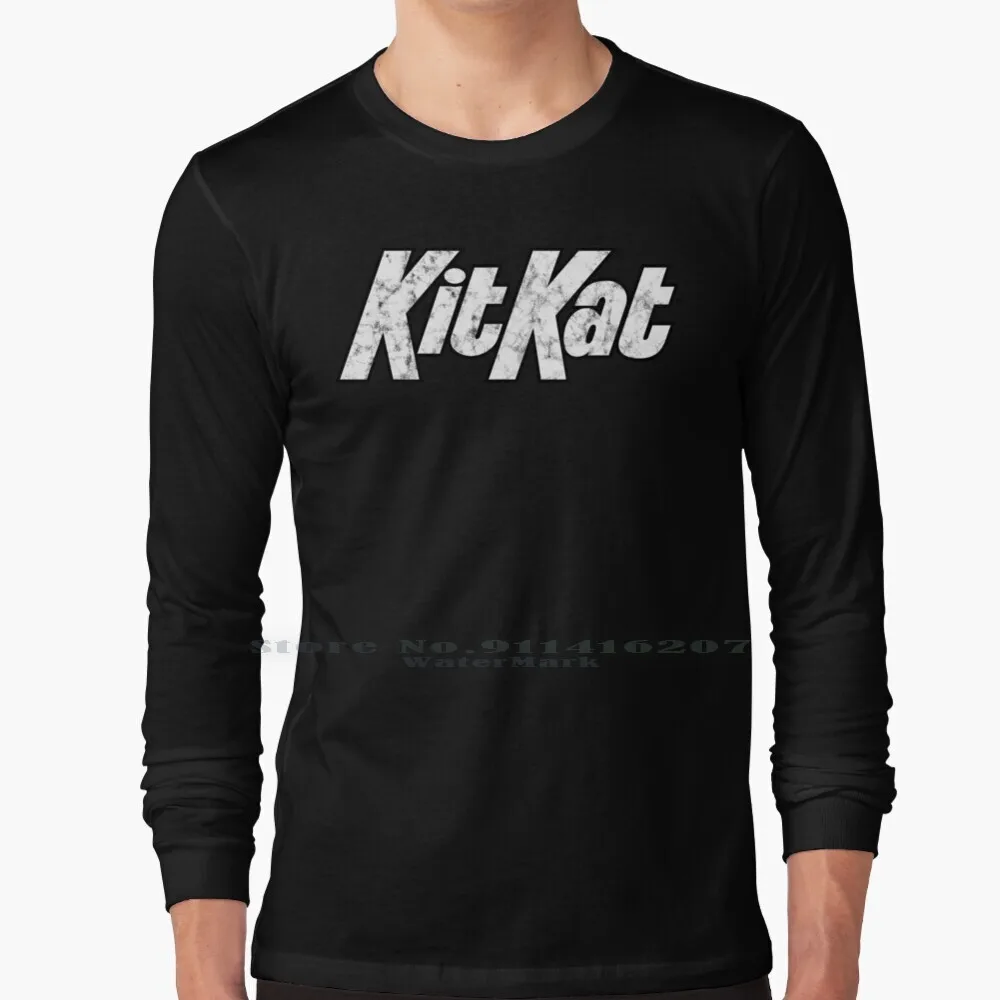 Kitkat Vintage Distressed Us Logo 100% Cotton Long Sleeve T Shirt Kitkat Chocolate Bar Kit Kat Nestle Logo Candy Sweets