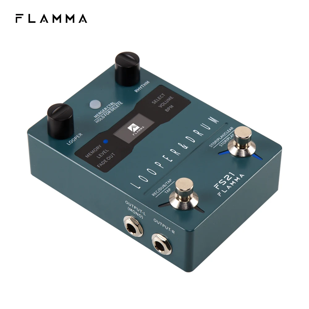 FLAMMA FS21 Drum Machine Looper Guitar Effcts Pedal 160 Minutes Looper 100 Drum Grooves Support Software Editing with LED Screen