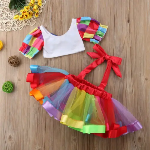 0-6Y Baby Girl Summer Sweet Clothing Set Toddler Kids Circus Party Birthday Dress And Crop Tops Outfits Girl Halloween Clothes