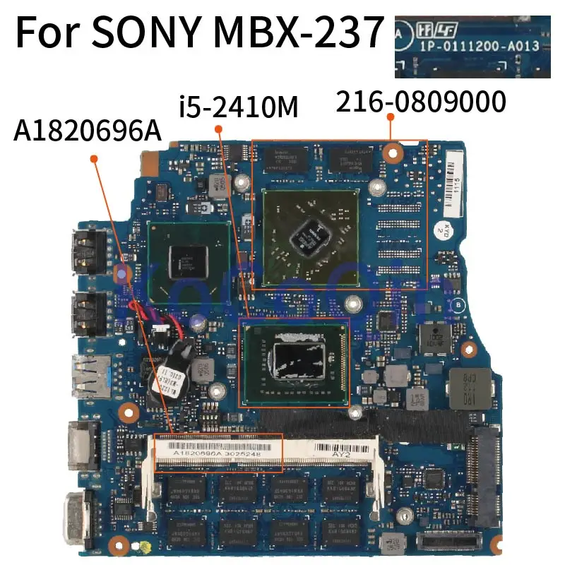 

For SONY Vaio VPCSB MBX-237 I5-2410M Laptop Motherboard A1820696A 1P-0111200-A013 SR04G HM65 216-0809000 DDR3 Notebook Mainboard