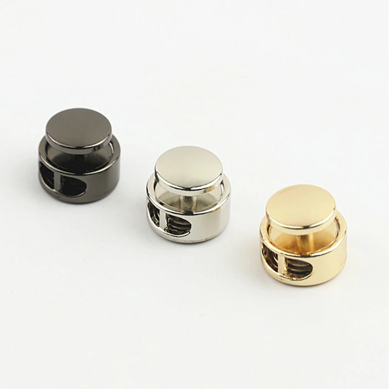 1pcs Metal Beam Rope Buckle Double Holes Round Bead Shape Clasp for DIY Clothes Bag Sportswear Shoelace Rope Parts Accessories