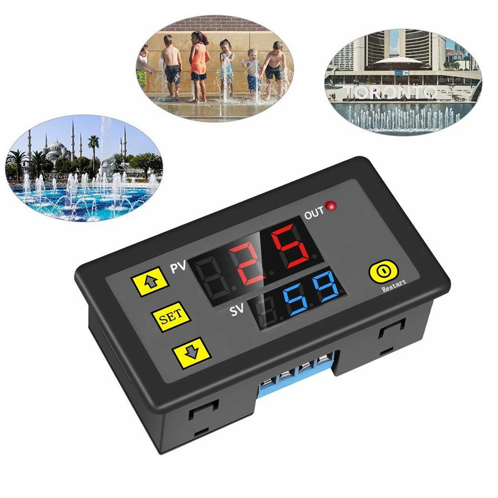 AC 110V 220V DC 12/24V Digital Time Delay Relay LED Display Cycle Timer Control Switch Adjustable Timing Relay Time Delay Switch