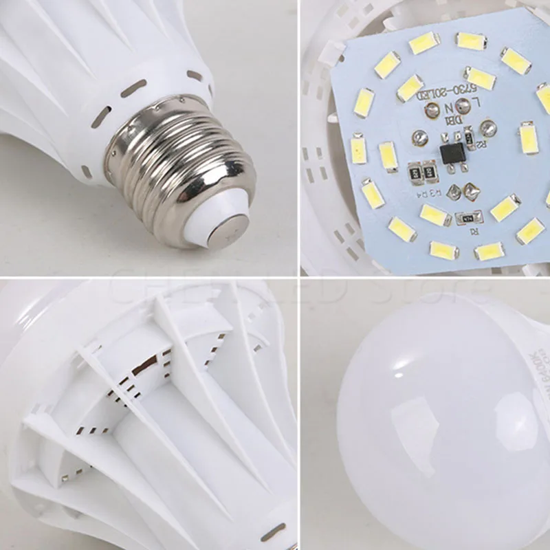 عالية الطاقة E27 Led لمبة 5730SMD 3 واط 5 واط 7 واط 9 واط 12 واط 15 واط 20 واط 25 واط LED مصباح ، 110 فولت 220 فولت مصباح ليد لمبة للمنزل Led الأضواء مصابيح