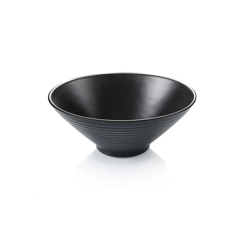 Melamine Tableware Noodle Bowl Commercial Restaurant Spicy Hot Big Bowl Black Plastic Imitation Porcelain Soup Rice Bowl