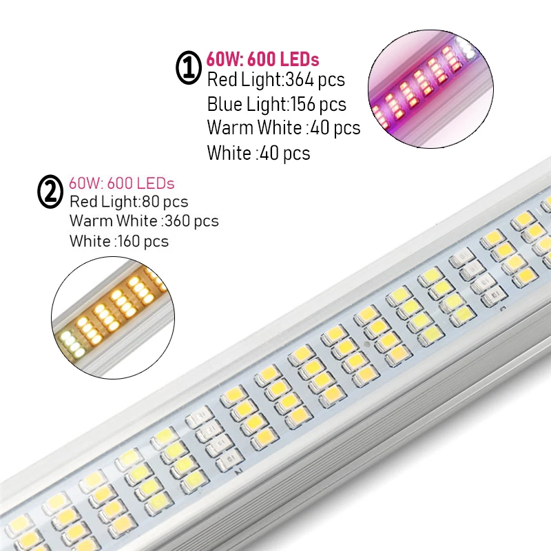 5pcs/lot 60W Full Spectrum LED Grow Light 120cm T8 Tube Plant Phytolamp Growing Lamp for Indoor Flower Vegs Seeds Grow Tent