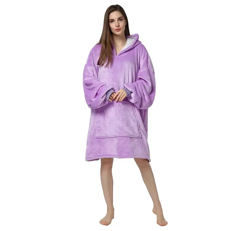 Coral Fleece Oversized Kimono Bath Gown Hooded Nightgown Women Sleepwear Winter Warm Nightwear Thicken Loose Nightdress Lingerie