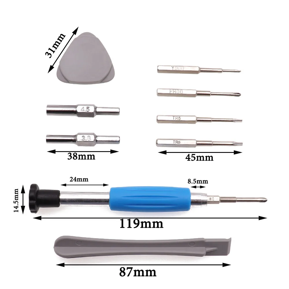 TingDong  10 in 1 set Security Bit Steel Set 3.8mm 4.5mm Screwdriver Tool For Nintendo Switch NES SNES N64