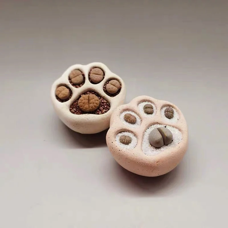 Cute Cat's Paw Succulent Plant Pot Mold silicone Animal Planter Mould DIY Cement Creative Plaster Clay Crafts