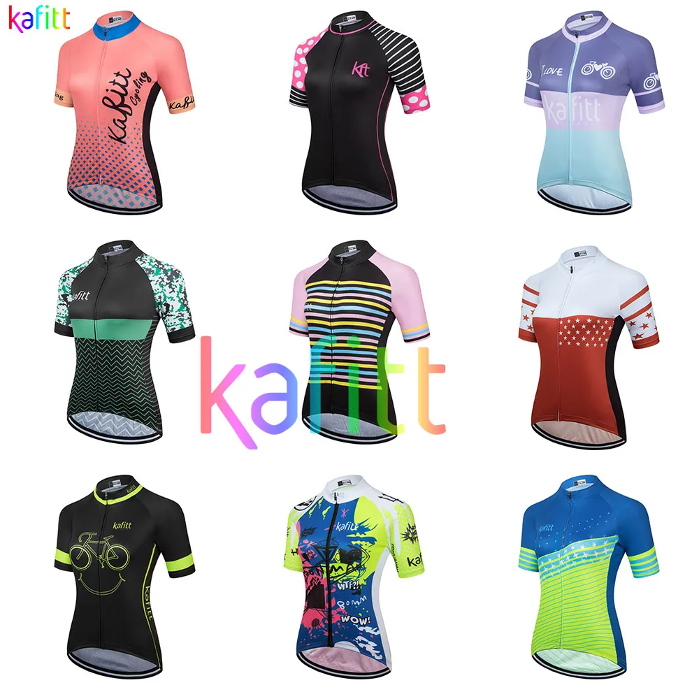 

Kafitt Women's Short Sleeve Jersey Bike Clothing Ropa Ciclismo Road Bicycling Shirt Quick-Drying Uniform Breathable Bike Tops