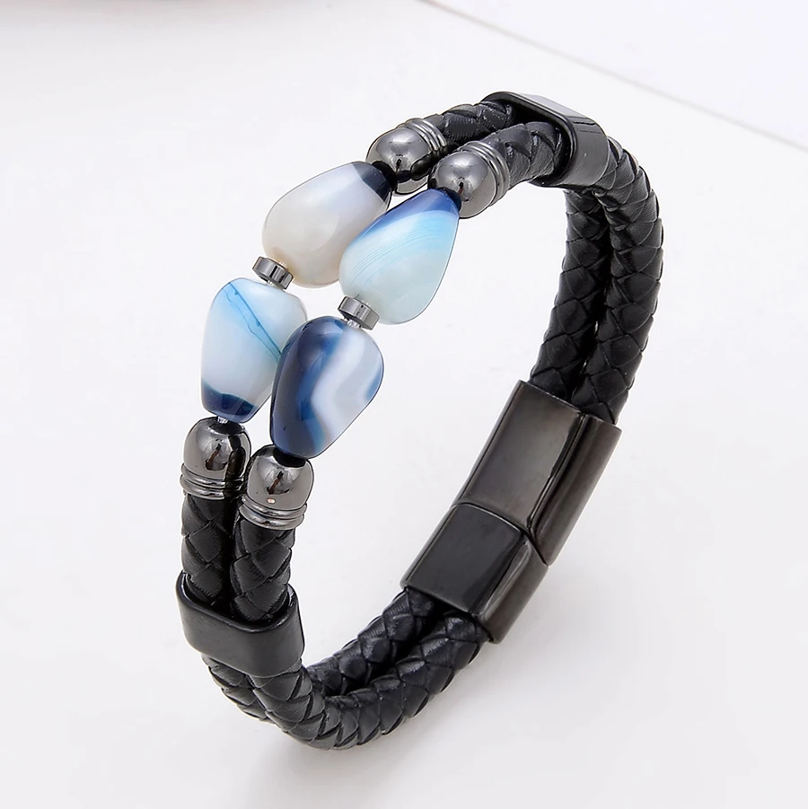 New Water Drop Shape Stone Bracelet & Bangles Multilayer Leather Designer Chrams Bracelets For Women Mens Jewelry Gift