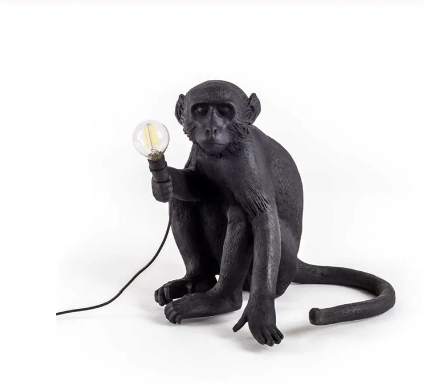 Resin Monkey led Pendant Light  animal Pendant Lights Resin Loft Hemp Rope Hanging lamp for Living Room restaurant hotel dero