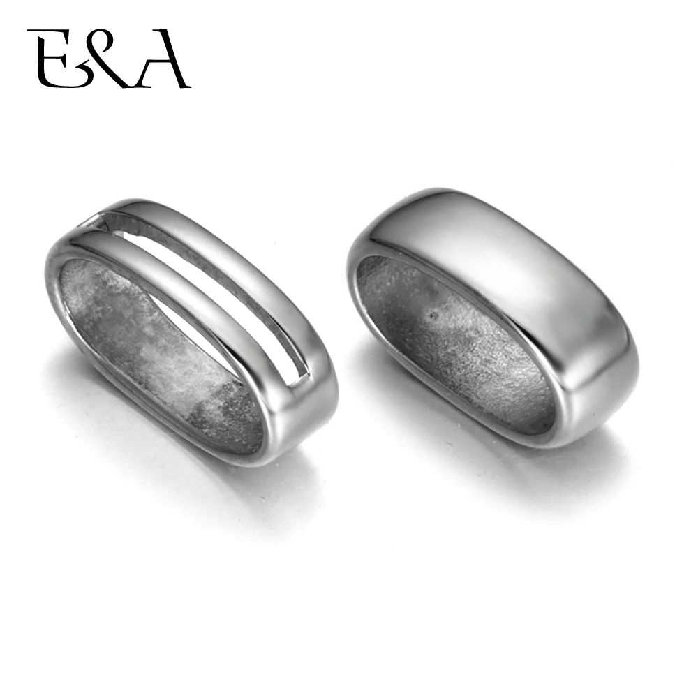 10pcs ovale grande foro distanziatore perline 12x6mm cavo di cuoio braccialetto gioielli fai da te fare accessori in acciaio inossidabile 316L