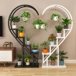 Metal Plant Stand Flower Planter Rack Pot Holder Multi-Layer Plant Display Shelf Organizer Heart-Shaped Plant Stands for Outdoor